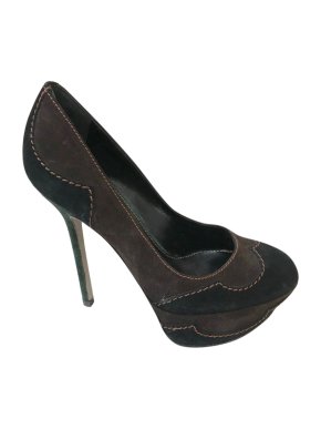 Sergio Rossi Brown and blue suede platform pumps