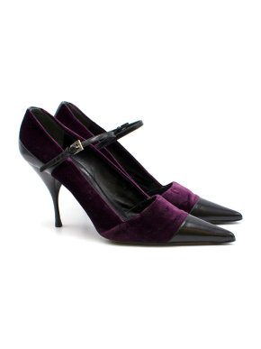 Prada Purple Velvet Toe Cap Pumps