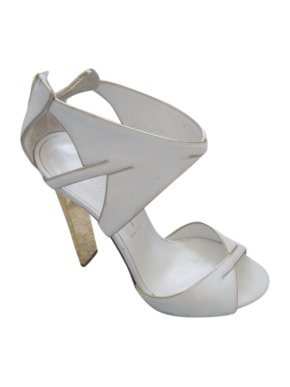 Casadei White & Gold Blade Heel Pumps