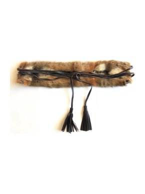 'S Max Mara dark brown leather and fur wrap belt