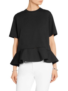 Victoria Victoria Beckham Poplin-trimmed cotton-jersey top