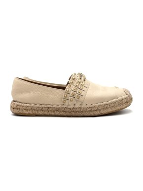 Valentino Cream Rockstud Studded Leather Espadrilles