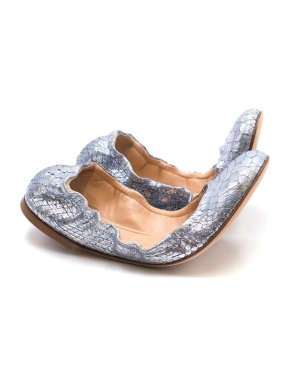 )Giuseppe Zanotti Metallic Silver Snake Embossed Elasticated Pumps