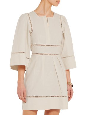 Isabel Marant Reone Pointelle-Trimmed Linen-blend Smock Dress