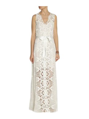 Miguelina White Eve Crocheted-Lace Maxi Dress