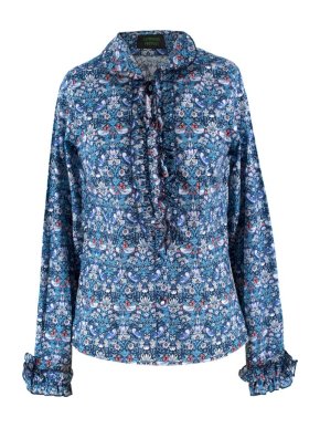Catherine Prevost Floral Patterned Ruffle Blouse