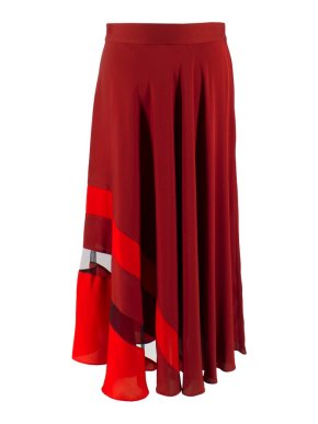 Milly Asymmetrical Stripe Stretch Silk Midi Skirt