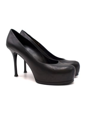 Yves Saint Laurent Black Leather Tribute Platform Pumps