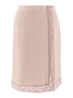 Burberry Silk & Lace Nude A-line Skirt