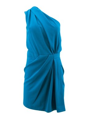 Dsquared One Shoulder Draped Little Blue Dress