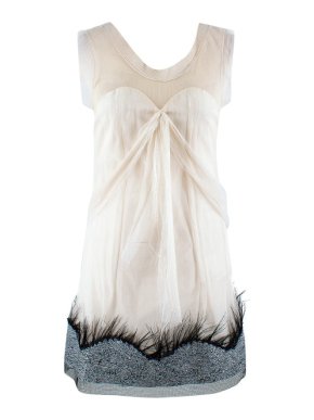 Rochas Silk-blend Sequin & Feather Embellished Hem Dress