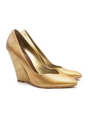 Giuseppe Zanotti Gold Lizard Embossed Wedges