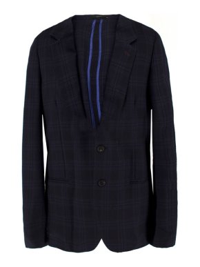 Paul Smith Navy Checked Wool Blazer