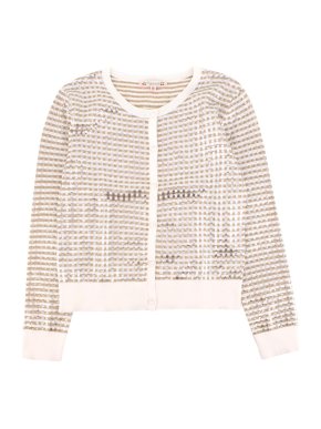 Bonpoint Girl's Metallic Check Cardigan