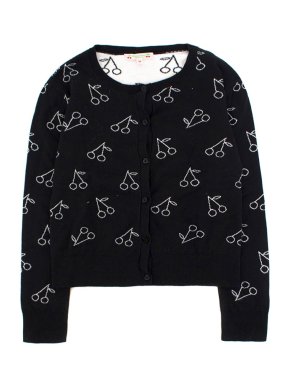 Bonpoint Girl's Black Cherry Embroidered Cardigan