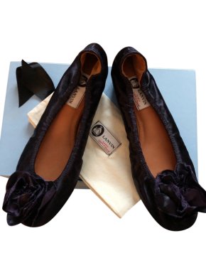 Lanvin rose embellished purple ballerina flats