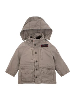 Bonpoint Boy's Khaki Fleece Lined Hooded Coat