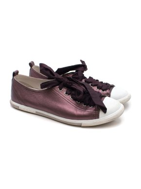 Prada Purple Metallic Lace-up Sneakers