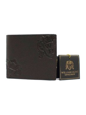 Wlliam Hunt Dark Brown Grained-Leather Bifold Wallet