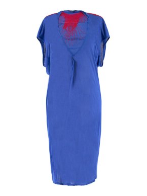 Alexander McQueen Blue Sheer Embroidered Dress