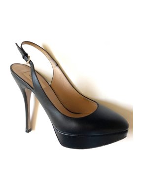 Valentino black slingback platform pumps