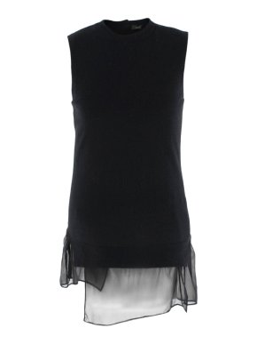 Joseph Wool & Cashmere Sleeveless Top with Silk Layered Hem