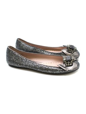 MiuMiu Silver Glitter Pumps