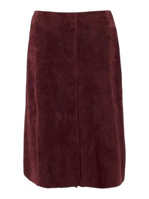 Joseph Burgundy Suede A-line Midi Skirt