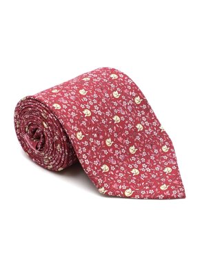 Salvatore Ferragamo Red Floral Fox Print Silk Tie