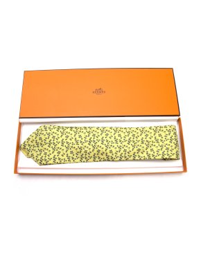 Hermes Green Leaf Print Tie