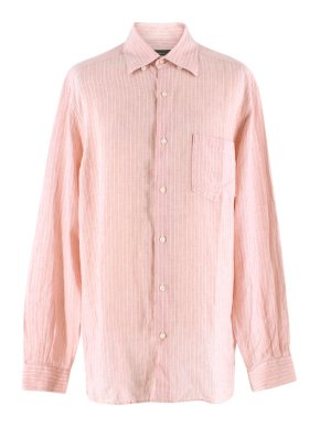 Ermenegildo Zegna Pink Pinstripe Linen Shirt
