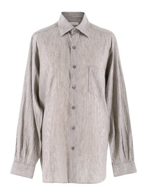 Ermenegildo Zegna Grey Pinstripe Linen-blend Shirt