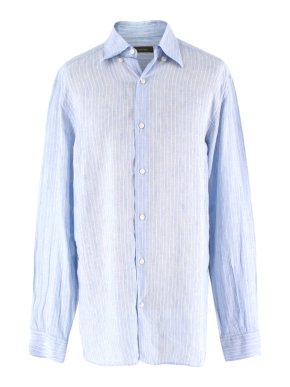 Ermenegildo Zegna Light Blue Pinstripe Linen Shirt