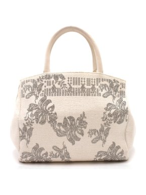 Ermanno Scervino Off White Floral Crystal Embellished Bag
