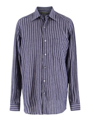 Ermenegildo Zegna Blue Linen-blend Shirt