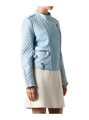 Barbara Bui Blue Coated Leather Jacket