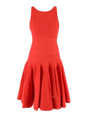 Maison Rabih Kayrouz Red Flared Hem Knitted Sleeveless Dress