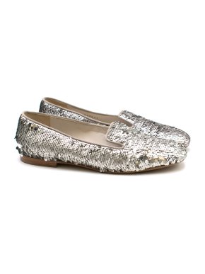 Chanel Silver Sequin Loafers