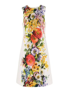 Dolce & Gabbana Floral Printed Brocade Shift Dress