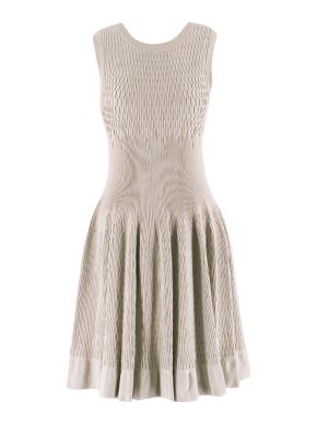 Alaia Beige Stretch Knit Dress
