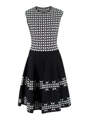 Alexander McQueen Black and White Geometric Dress