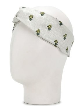 Valentino Metallic Silver Petites Roses Headband