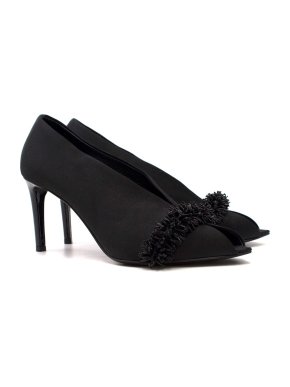 Balenciaga Beaded Satin Peep-toe Pumps
