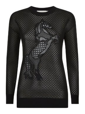 Stella McCartney Horse Embroidered Mesh Neoprene Sweatshirt