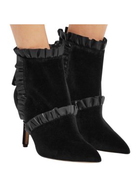 Christopher Kane black velvet ankle boots