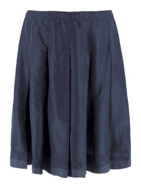 Prada Navy Silk Pleated Skirt
