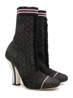 Fendi Metallic Stretch-knit Sock Boots