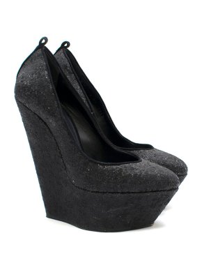 Giuseppe Zanotti Black Glitter Wedges