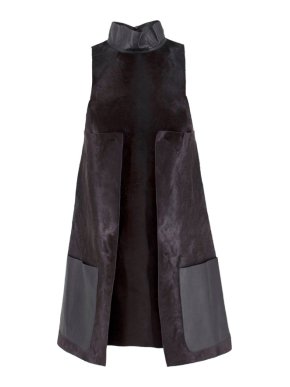 Fendi Pony Hair & Leather A-Line Dress