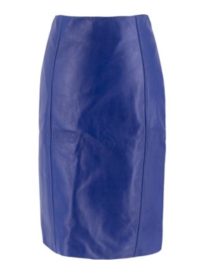 Versace Cobalt Blue Leather Pencil Skirt